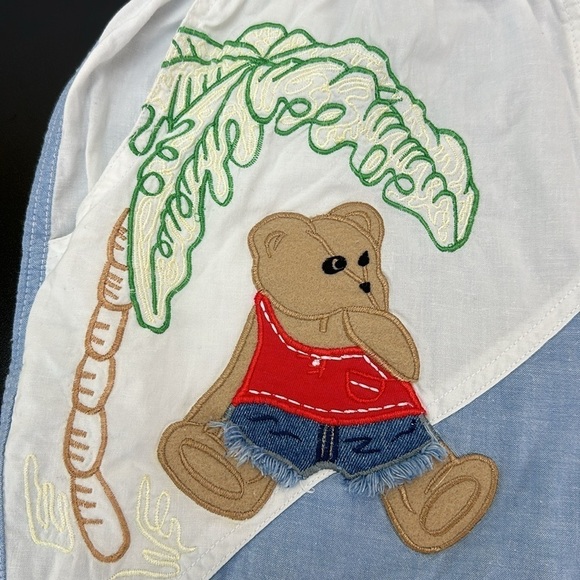 Vtg Together Pull On Drawstring Waist Teddy Bear Pants L Tapered Leg High Rise - Picture 8 of 16